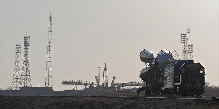 Soyuz TMA-08M on the way to the launch pad